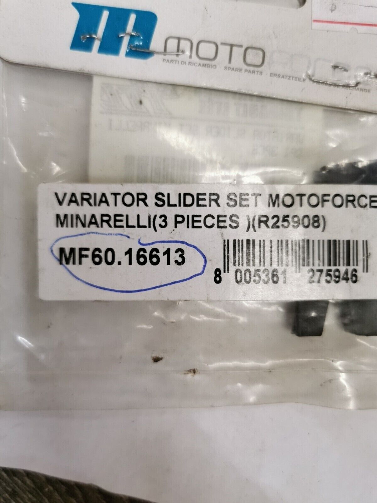 NOS MOTOFORCE VARIATOR SLIDER SET MINARELLI QTY3 MF60.16613 J32