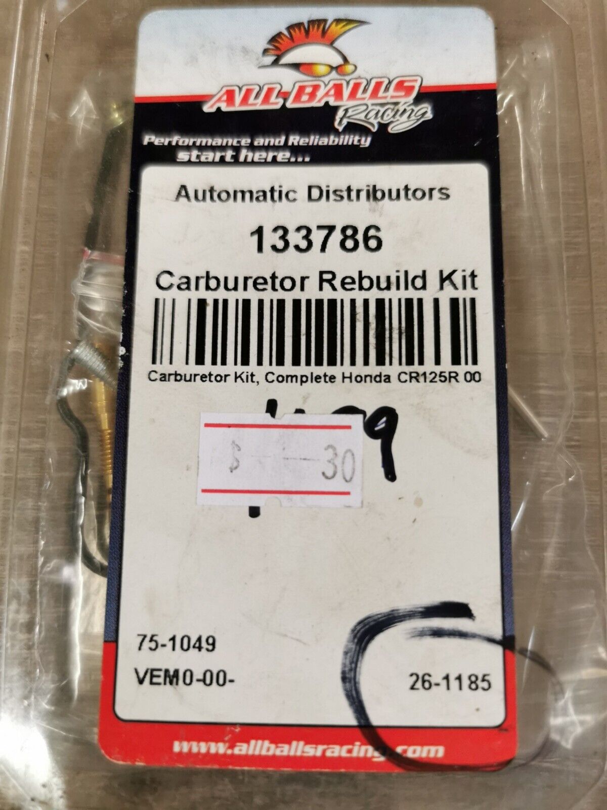 NOS ALL BALLS Honda CR125R 2000 CARBURETOR REBUILD KIT 26-1185 J52