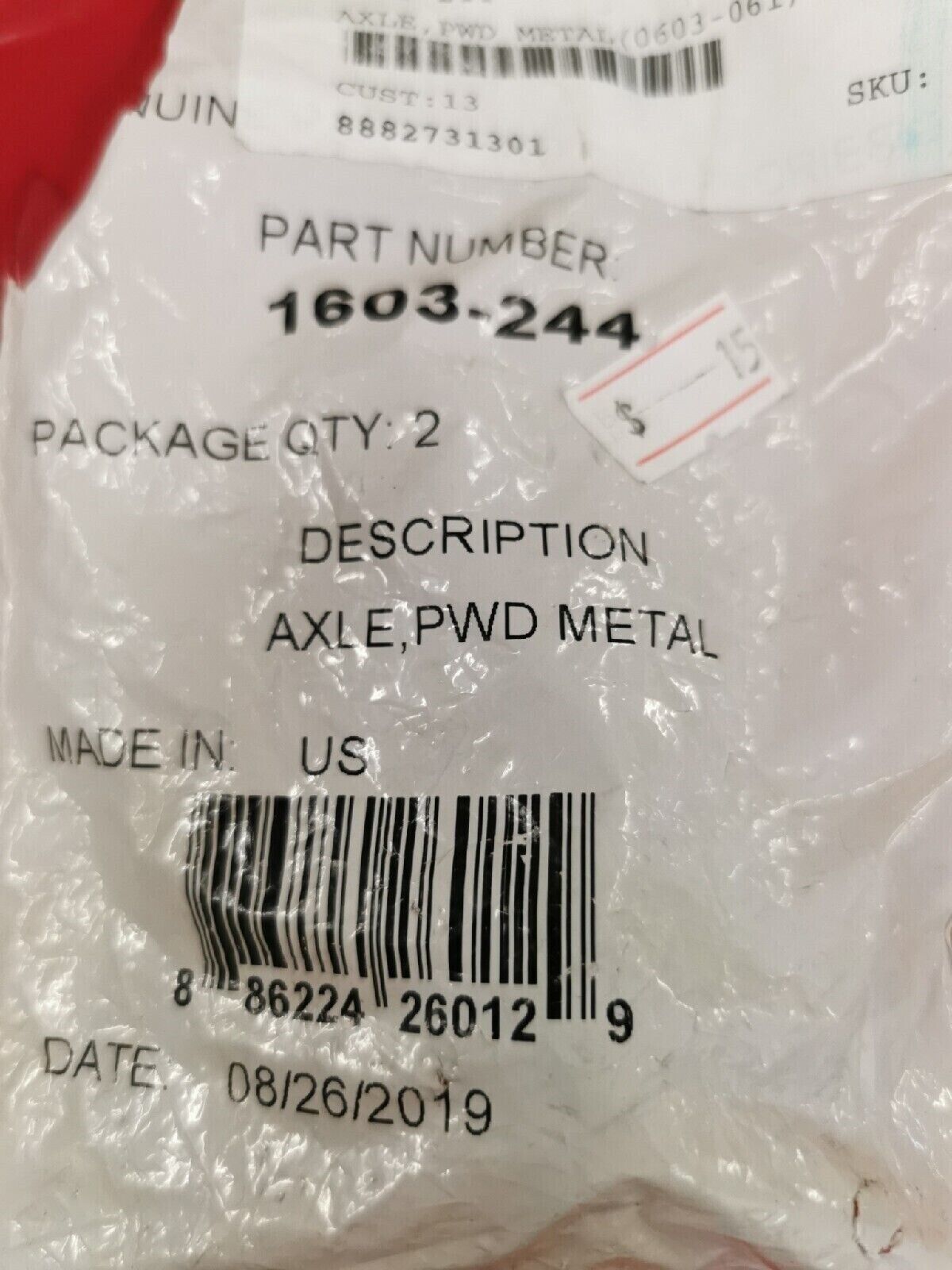 NOS Arctic Cat  Axle Pwd  Metal  1603-244   A3