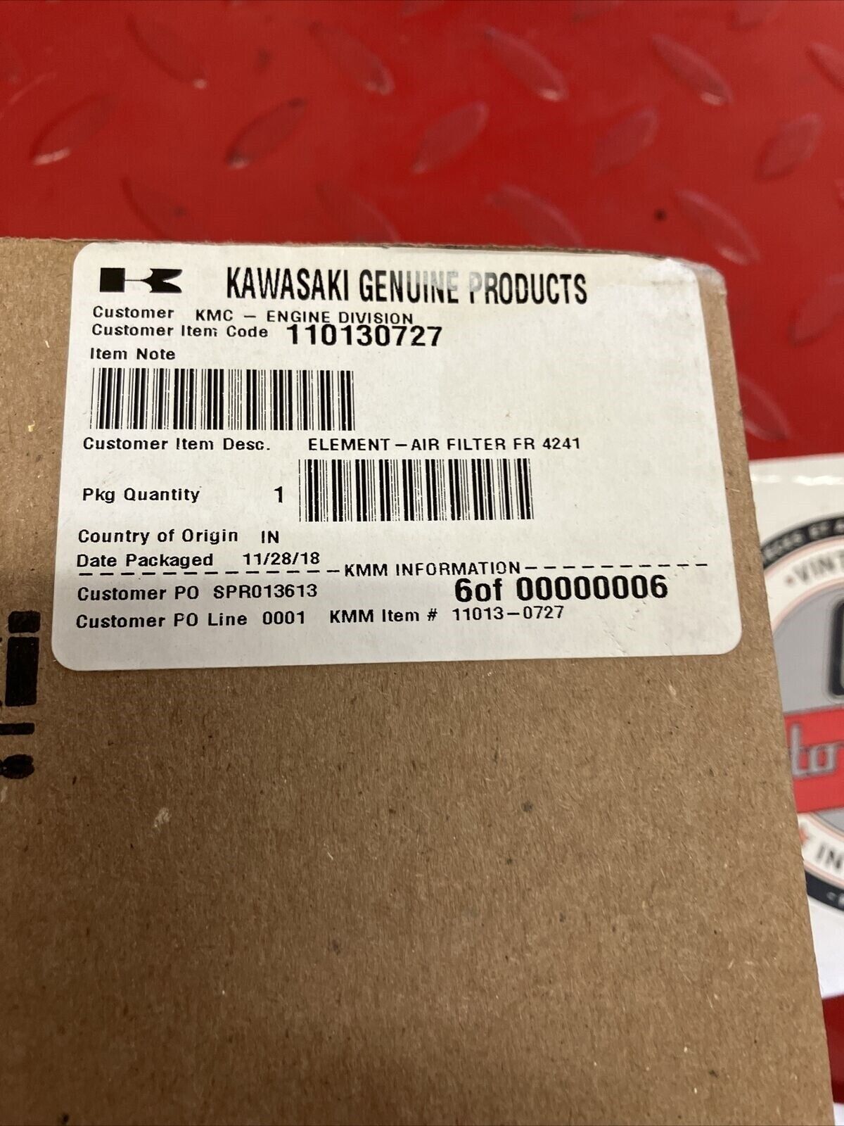 NOS KAWASAKI AIR FILTER 11013-0727 K16