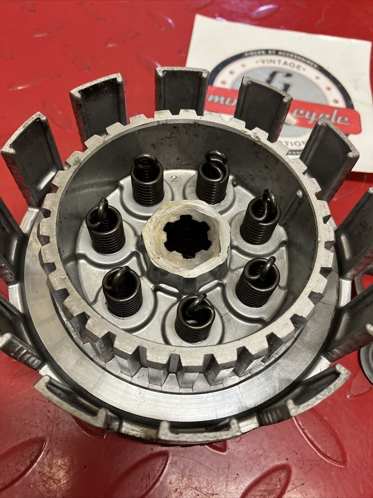 Suzuki RV125 1973 clutch basket hub pressure plate assembly