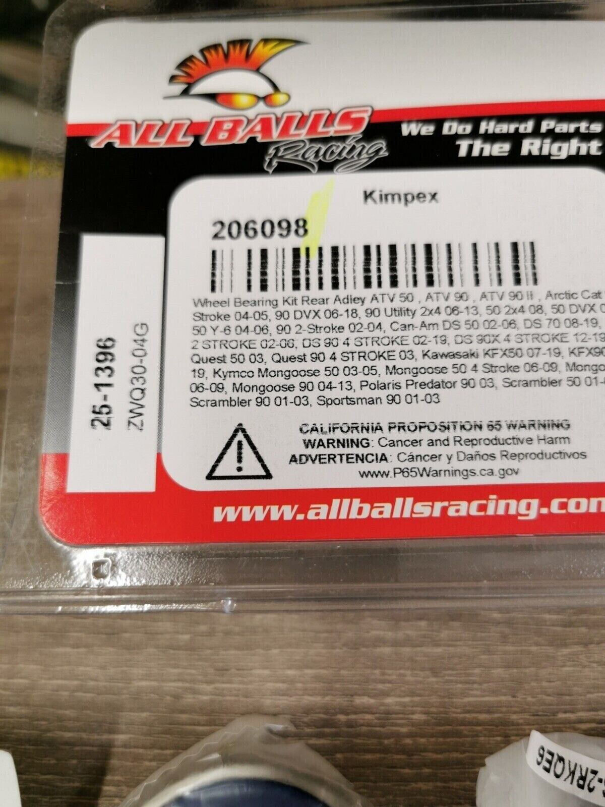 NOS ALL BALLS Arctic Cat 50DVX 90DVX DS90 Rear Wheel Bearings 25-1396 J50