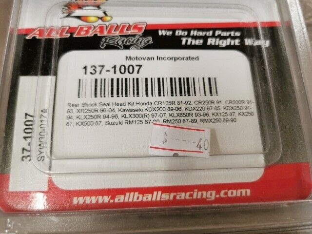 NOS ALL BALLS CR125R CR250R CR500R XR250R REAR SHOCK SEAL HEAD KIT 37-1007 J53