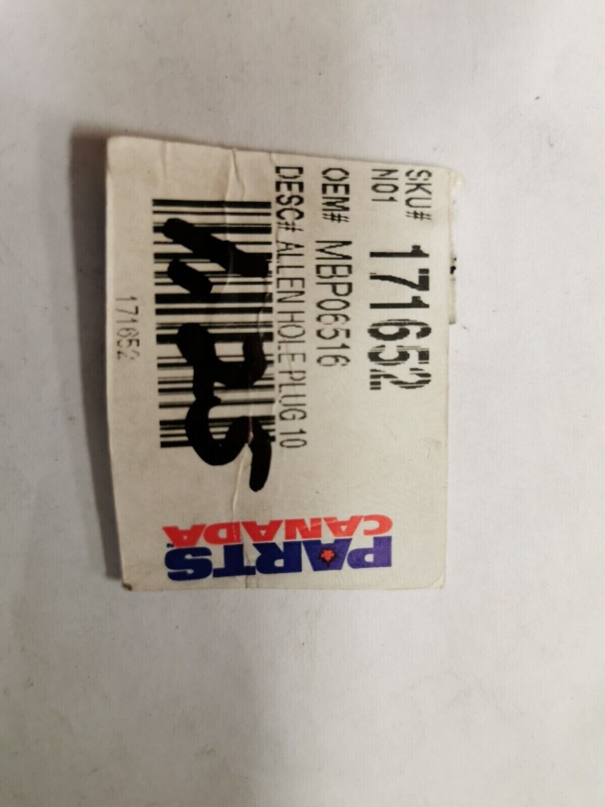 NOS ALLEN HOLE PLUG  QTY 5 MBP06516 J35