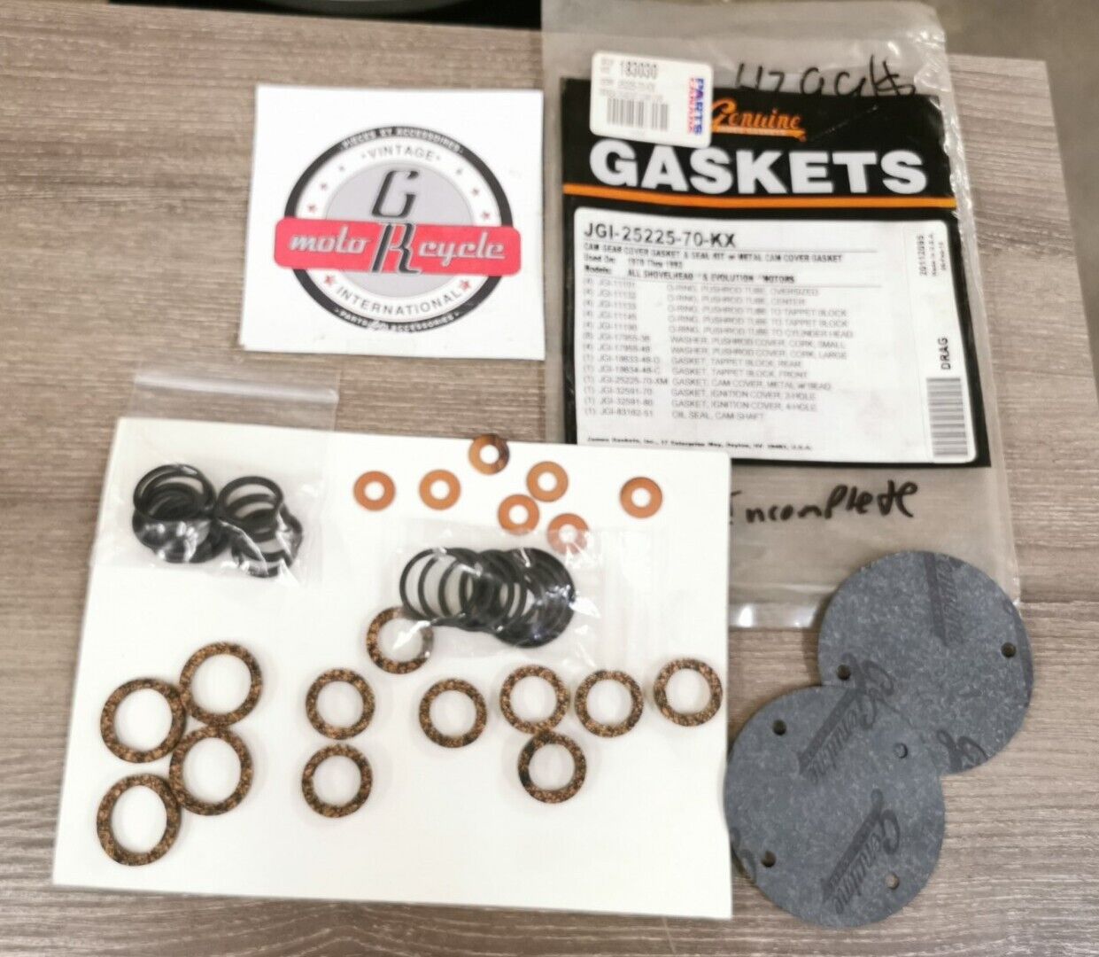 NOS James Gasket CAM GEAR COVER GASKETS SEAL KIT INCOMPLETE  JGI-25225-70-KX J45