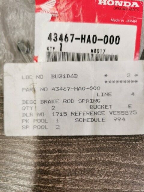 NOS HONDA ATC125M ATC250ES TR200 Rear Brake Cable Spring 43467-HA0-000 H110