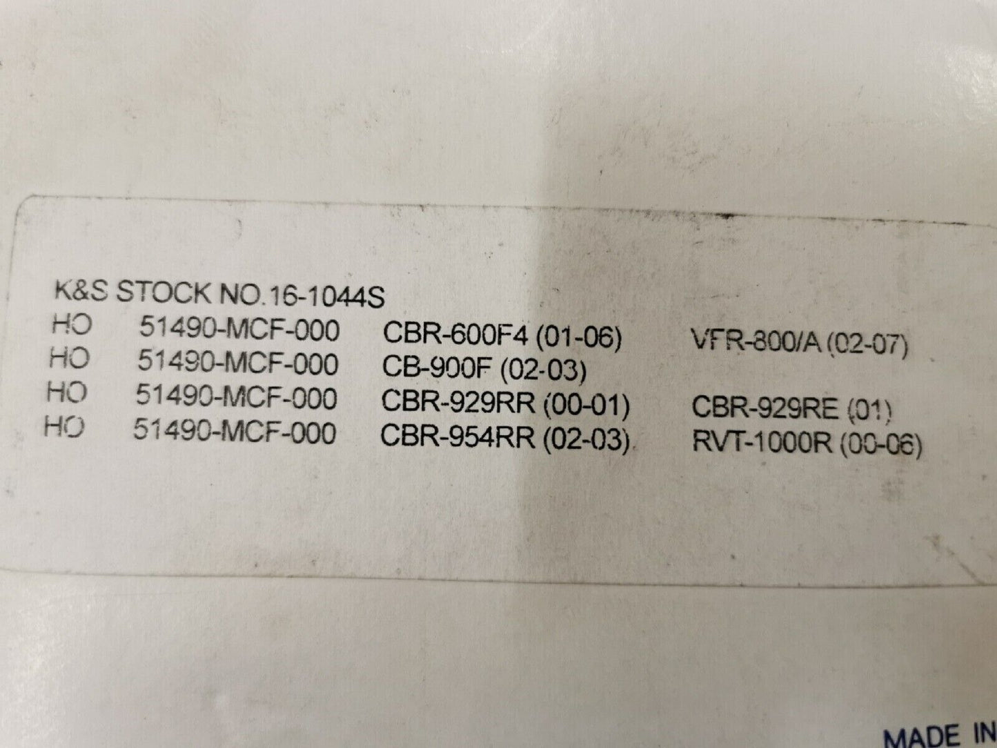 NOS K&S  CBR600 CB900 VFR800 RVT1000R Fork Oil Seal 43X54X11  16-1044S J13