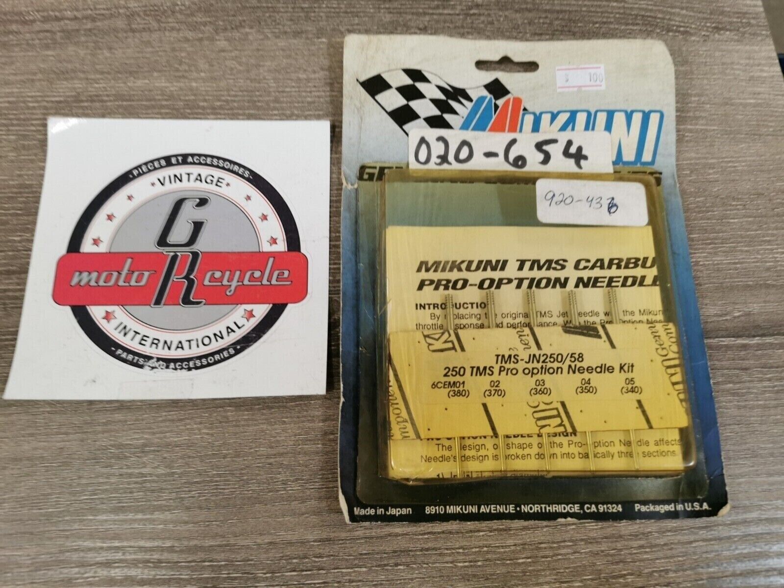 NOS MIKUNI 250 TMS PRO OPTION CARBURATOR NEEDLE KIT TMS-JN250/58 J20