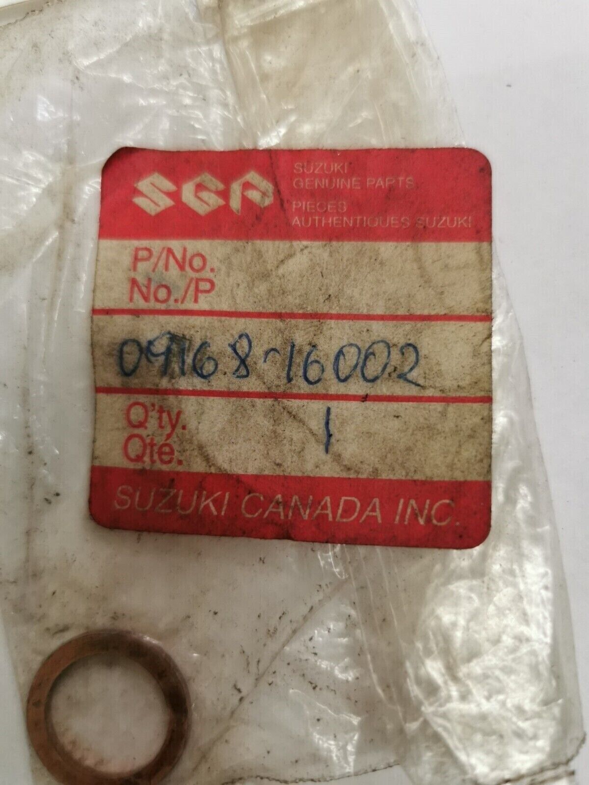 NOS SUZUKI GASKET 09168-16002 S29
