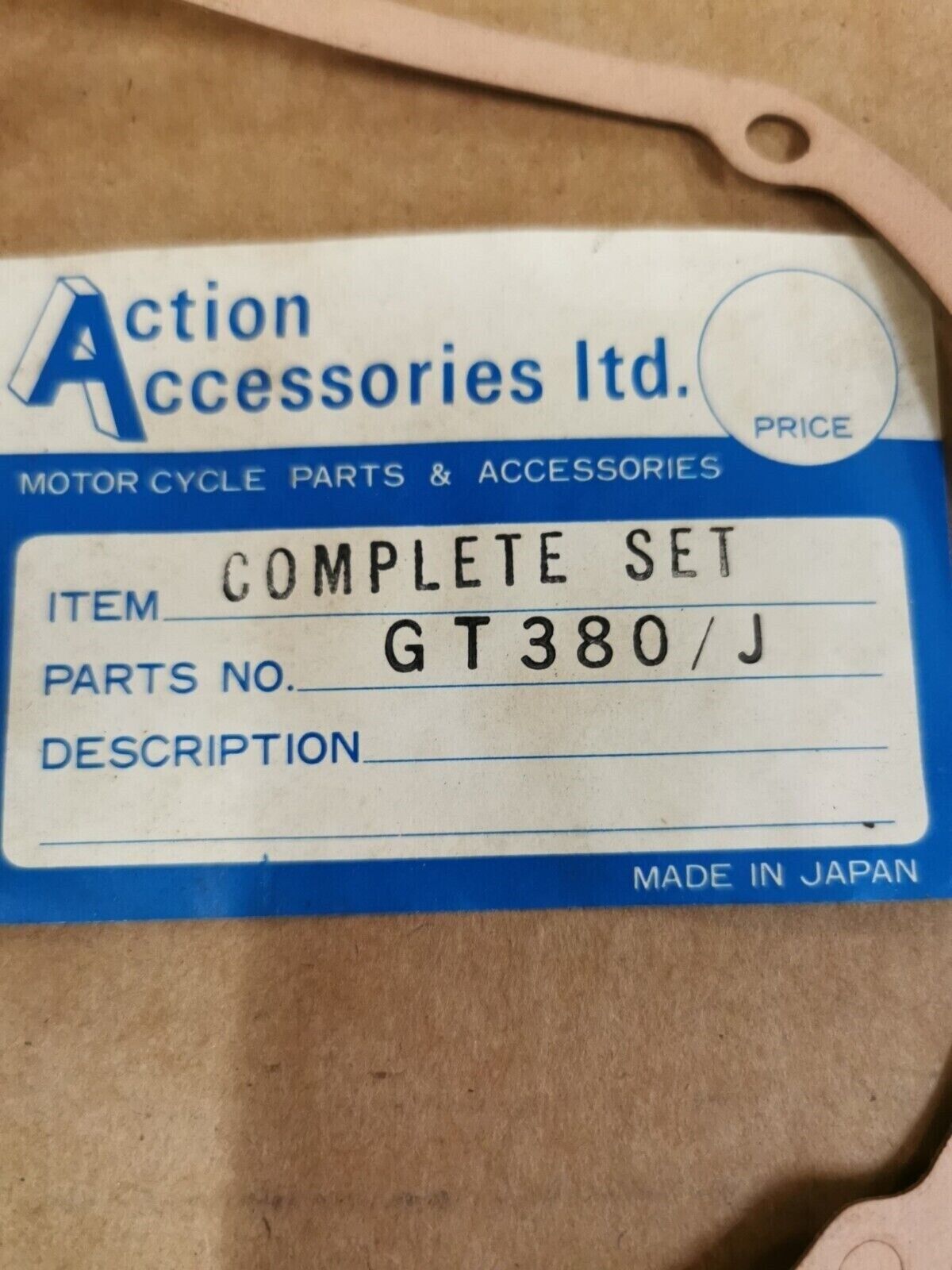 NOS ACTION ACCESSORIES SUZUKI GT380J GASKET KIT INCOMPLETE SET J49