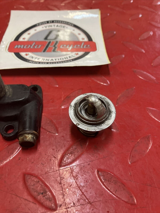 Yamaha DT200 1984 cylinder head thermostat and cover coolant elbow pipe