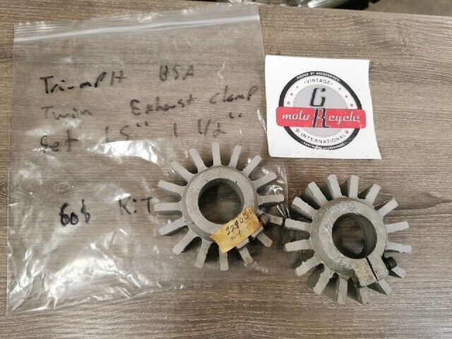 NOS TRIUMPH BSA TWIN EXHAUST CLAMP SET 1.5" 1 1/2" KIT QTY2  A5