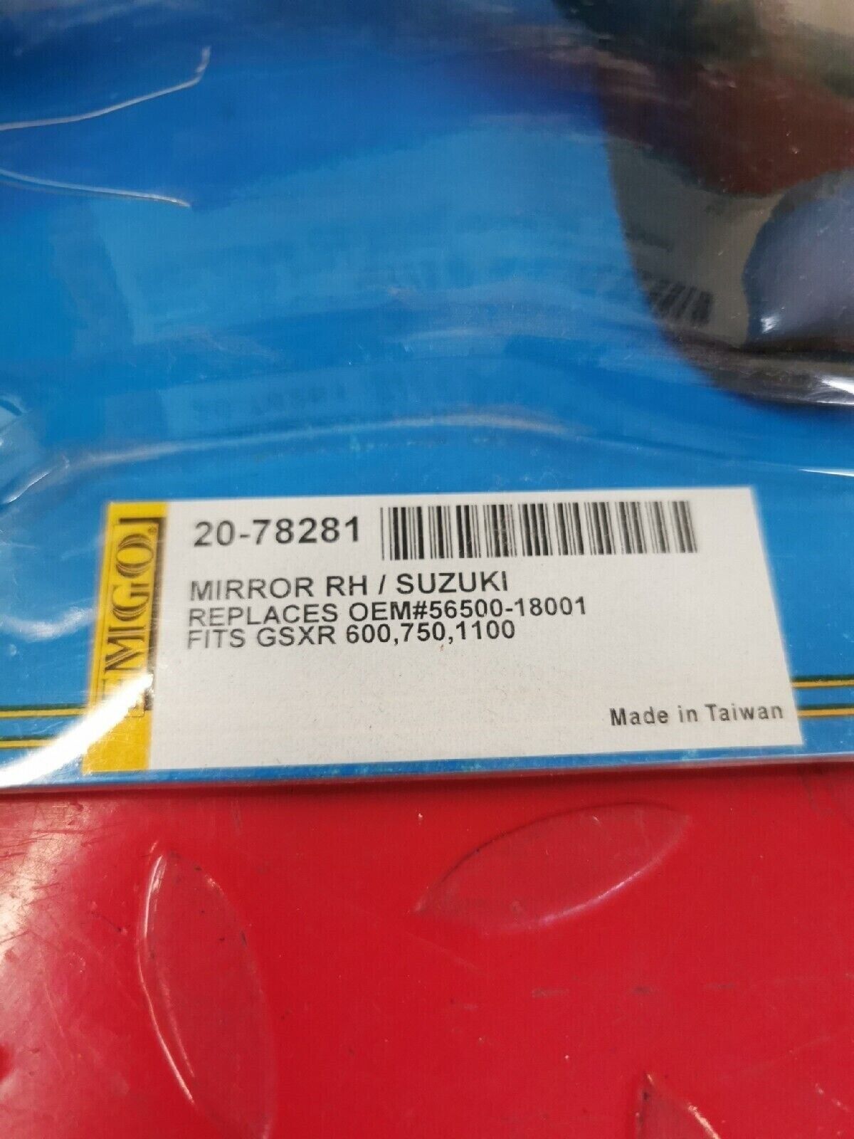 NOS SUZUKI GSXR600 750 1100 EMGO MIRROR RH 56500-18001 J6