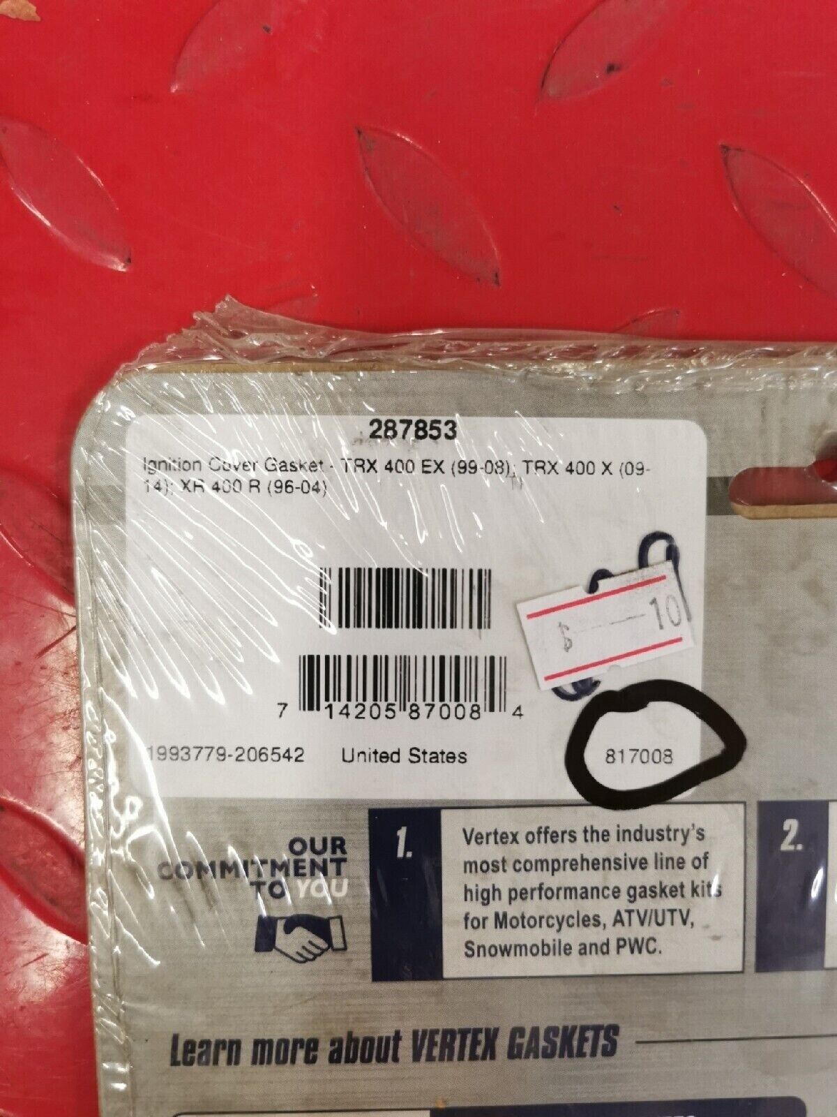 NOS VERTEX HONDA TRX400EX TRX400X XR400R IGNITION COVER GASKET 817008 J14