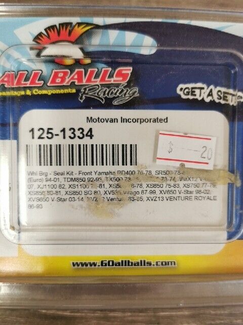 NOS ALL BALLS RD400 SR500 TDM850 WHEEL BEARING SEAL FRONT KIT 25-1334 J53