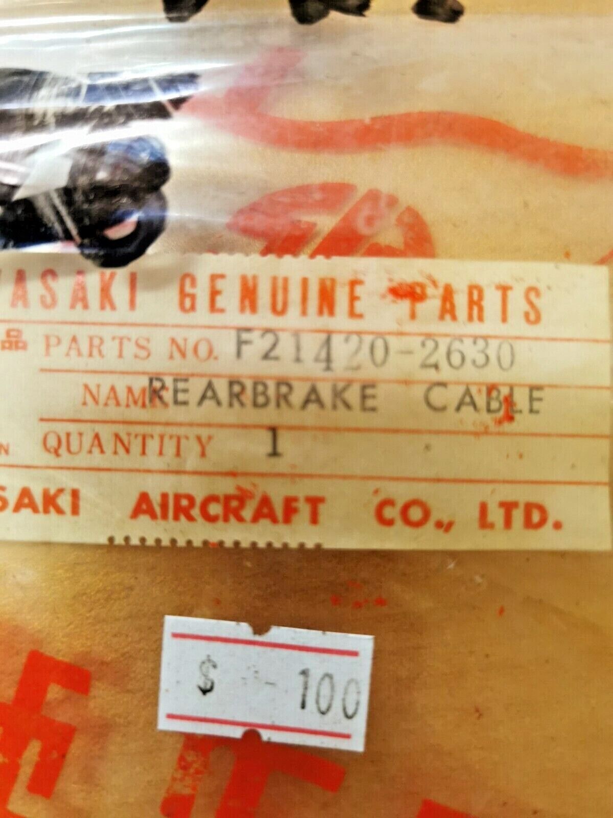 NOS KAWASAKI REARBRAKE CABLE F21420-2630 K9