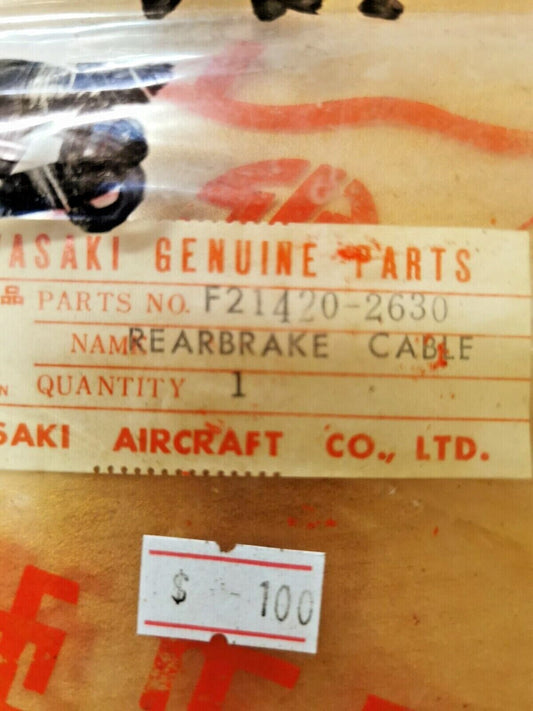 NOS KAWASAKI REARBRAKE CABLE F21420-2630 K9