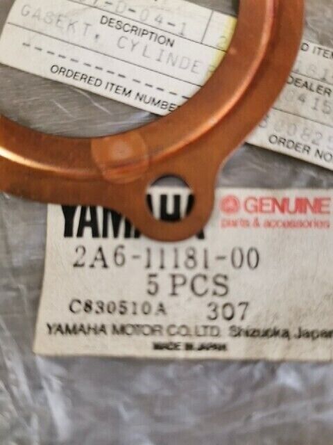 NOS YAMAHA DT125F YZ125D YZ125G YZ125E CYLINDER HEAD GASKET 2A6-11181-00-00 Y187
