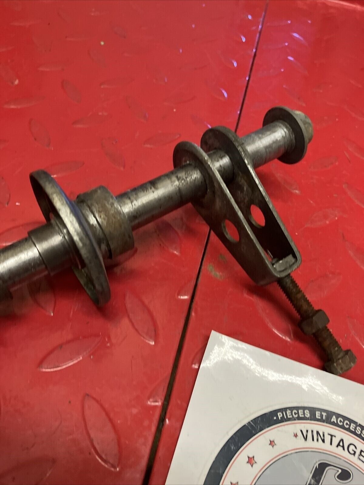 Kawasaki KX125 1980 rear wheel axle bolt shaft spacer collar chain adjuster