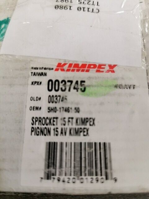 NOS KIMPEX CT110 TT225 TTR225 XT125 XT200 Front Drive Sprocket 15T 003745 J57