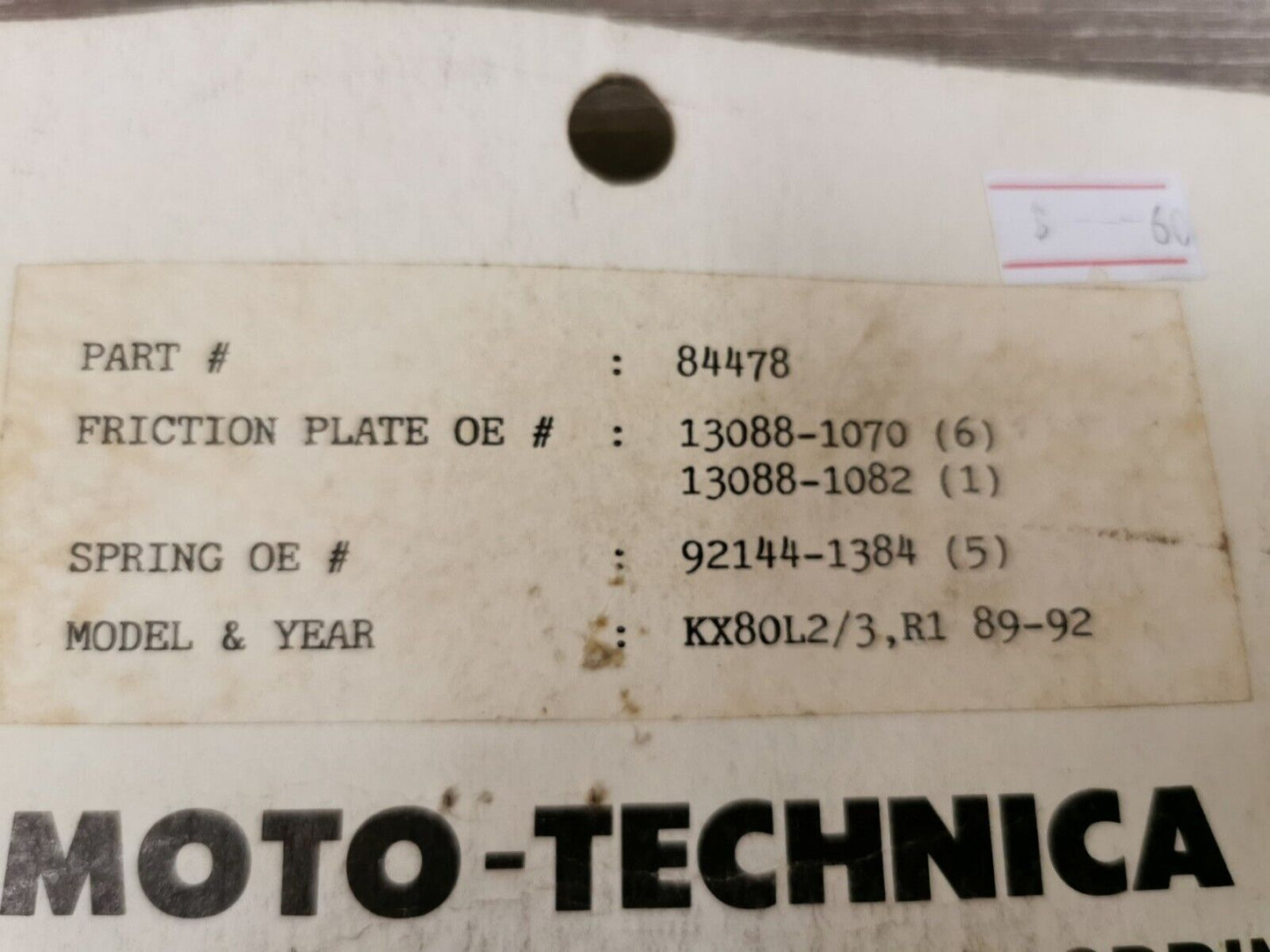 NOS MOTO-TECHNICA KX80L2 KX80L3 1989 - 1992 CLUTH DISC SPRING SET 84478 J25