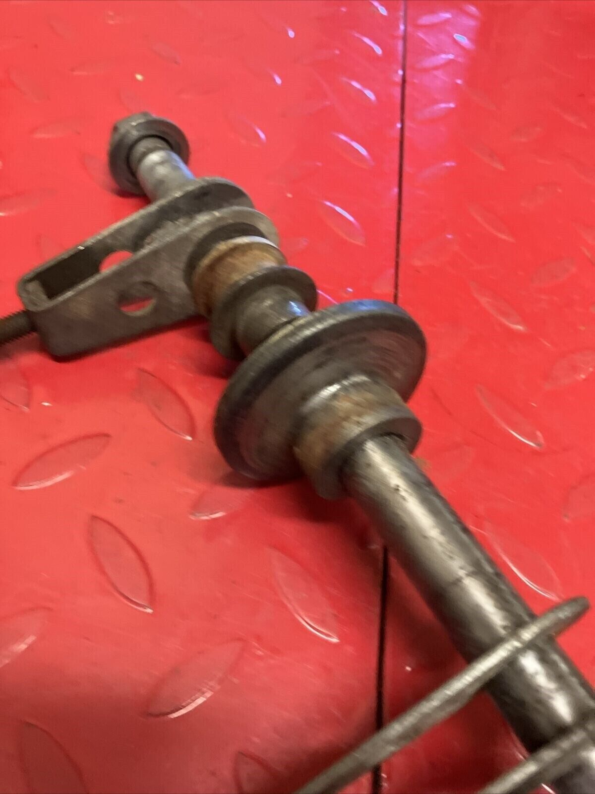 Kawasaki KX125 1980 rear wheel axle bolt shaft spacer collar chain adjuster