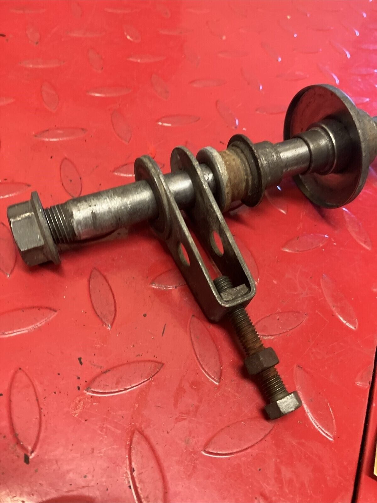 Kawasaki KX125 1980 rear wheel axle bolt shaft spacer collar chain adjuster