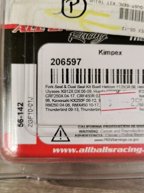 NOS ALL BALLS CR250R CRF250X Fork Seal  Dust Seal Kit Buell Helicon  56-142 J54