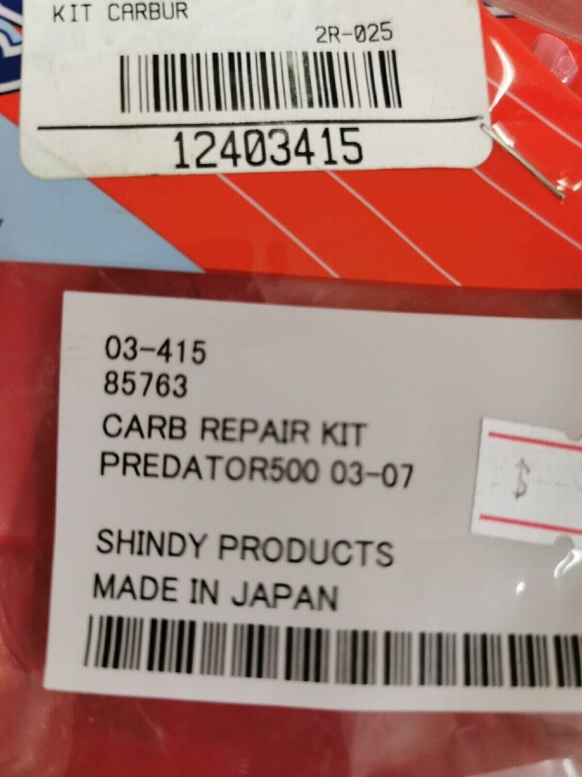 NOS SHINDY POLARIS Predator 500 2003 - 2007 CARBURETOR REPAIR KIT 03-415 J13