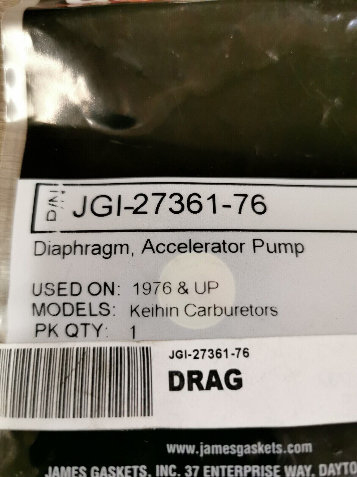 NOS James Gasket KEIHIN DIAPHRAGM ACCELERATOR PUMP JGI-273661-76 J45
