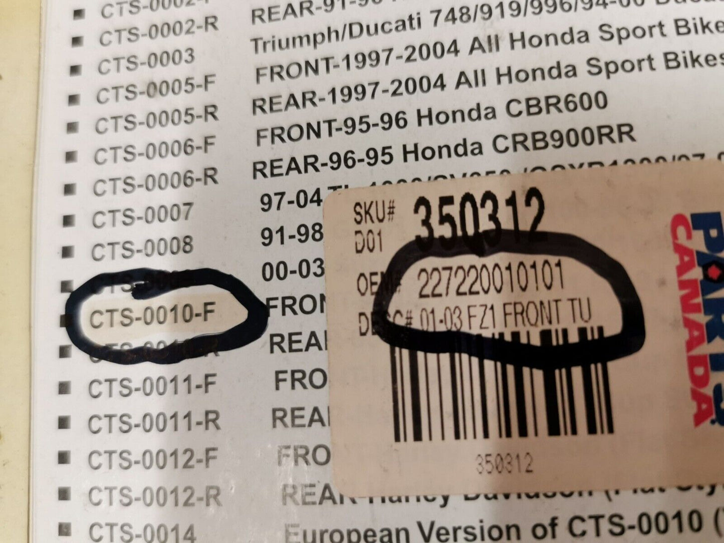 NOS CLEAR Yamaha R1 R6 FZ-1 2001 - 2003 TURNE SIGNAL CTS-0010-F J27