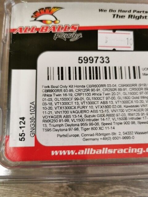 NOS ALL BALLS CR125R XR250R KDX400 KDX450 FORK AND DUST SEAL KIT 56-124 J54