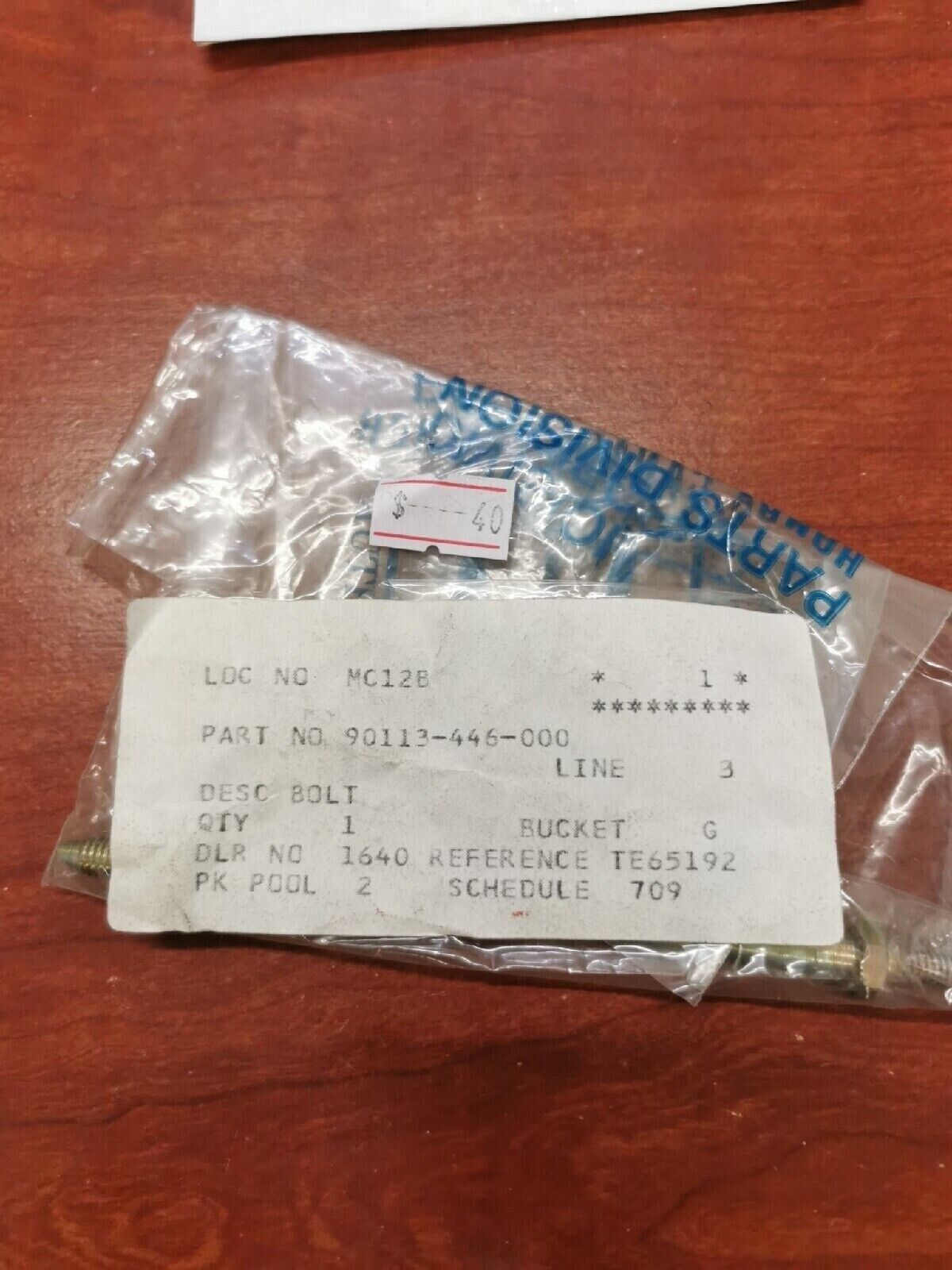 NOS Honda 1980 - 1984 XR200 79 XR185 BOLT, AIR CLEANER SETTING 90113-446-000 H36