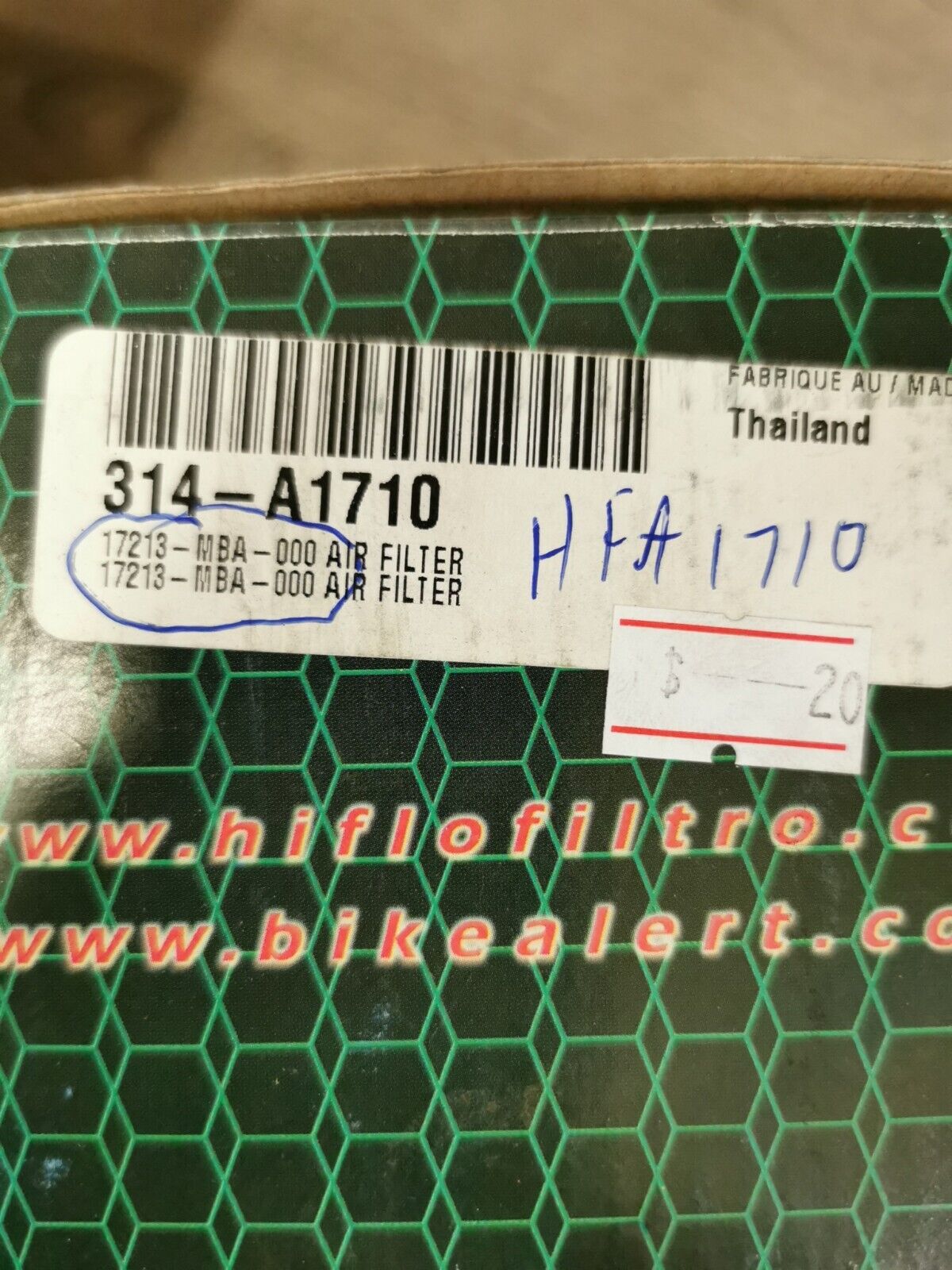 NOS HIFLOFILTRO Honda VF700 Air Cleaner HFA 1710 J37