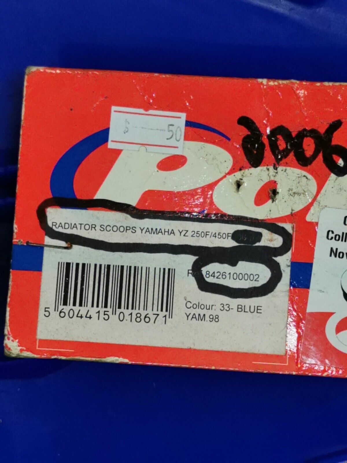 NOS DGP YZF250F YZF450 2006 - 2008 RADIATOR SCOOPS Blue 8426100002  J44