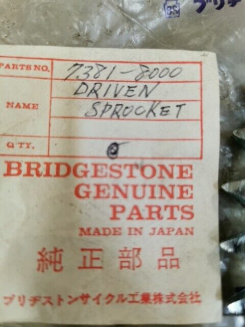 NOS BRIDGESTONE 175 FINAL DRIVEN REAR SPROCKET 38T 7381-8000 B3