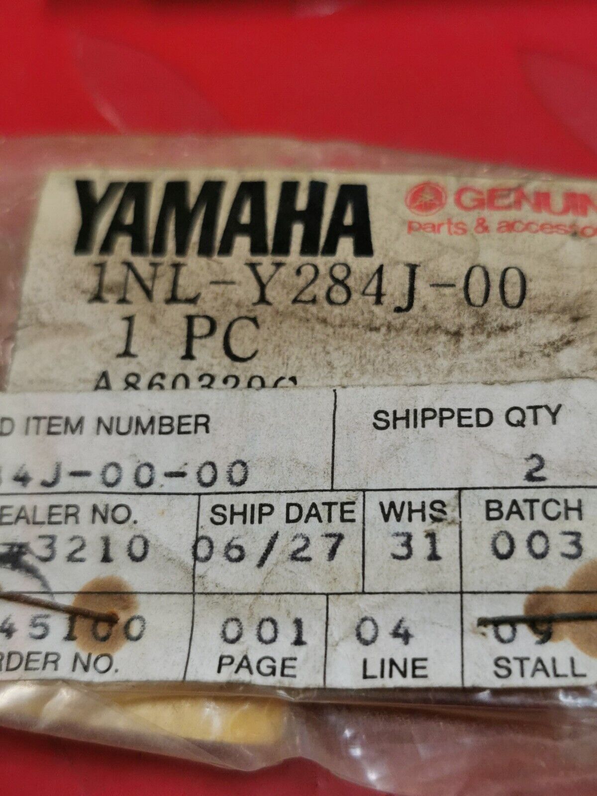 NOS YAMAHA XVZ13 XVZ12 1986 - 1993 PLATE rubber 1 1NL-Y284J-00-00 Y30