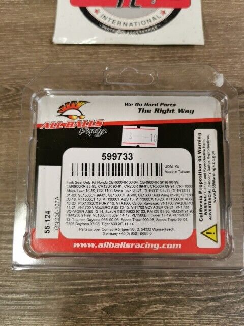 NOS ALL BALLS CR125R XR250R KDX400 KDX450 FORK AND DUST SEAL KIT 56-124 J54