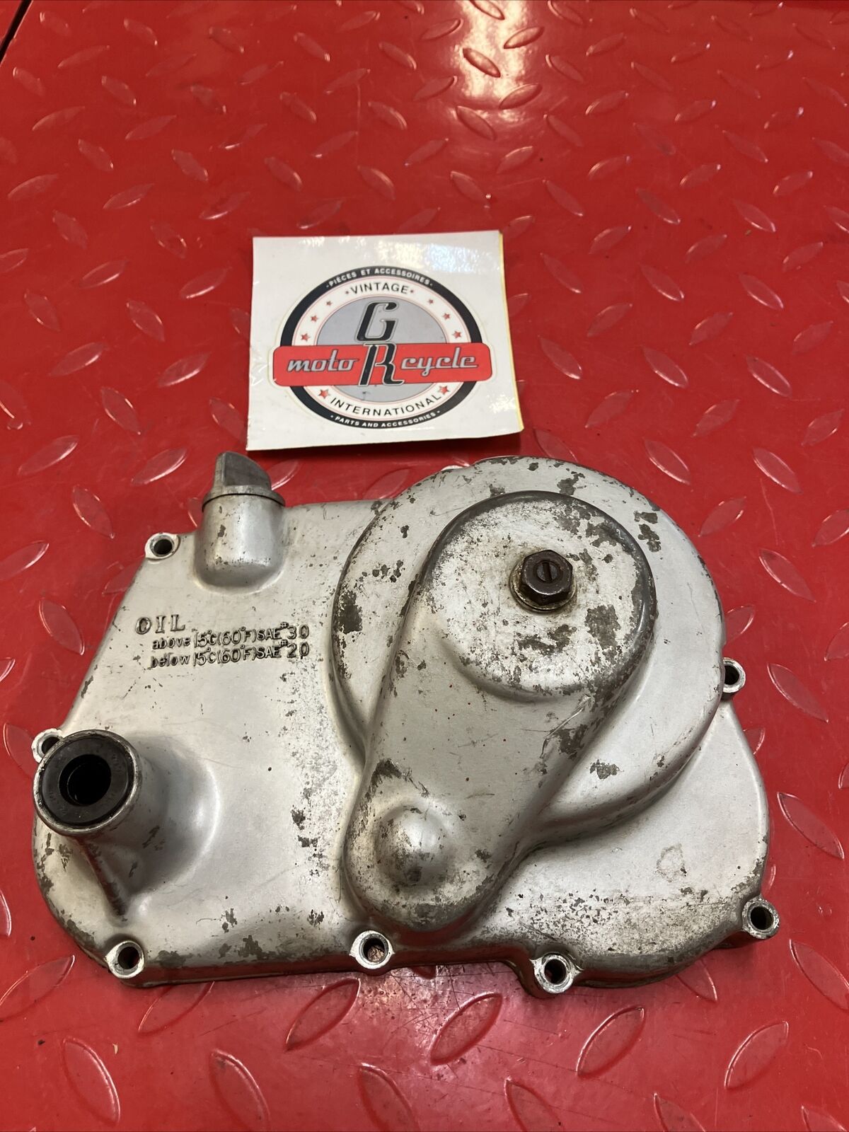 Honda C105 C105T CA105T Trail 55 right crankcase clutch cover oil dipstick