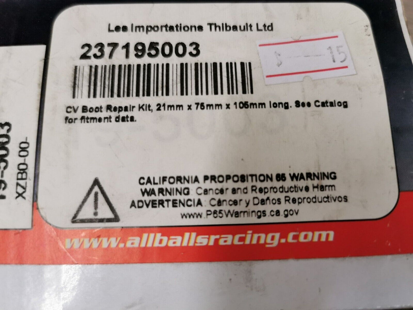 NOS ALL BALLS Front Inner Can-Am Maverick Polaris Ranger CV BOOT KIT 19-5003 J52