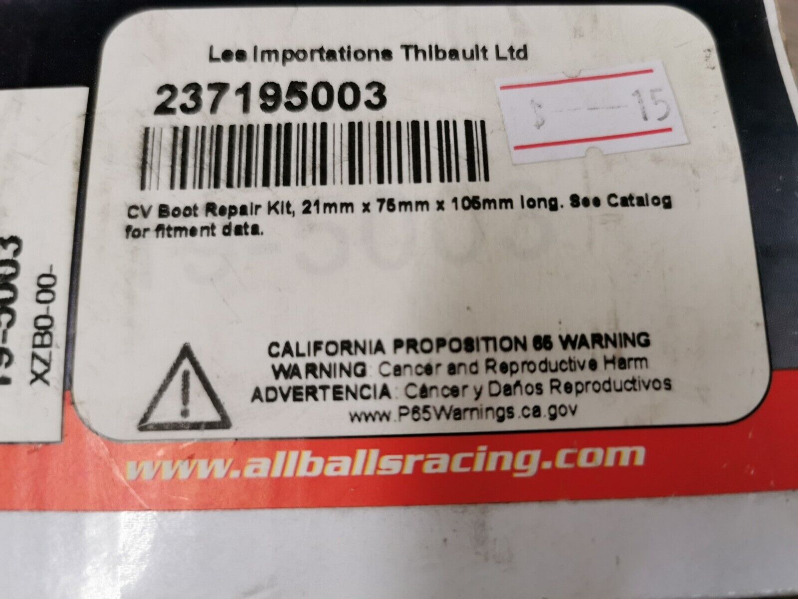 NOS ALL BALLS Front Inner Can-Am Maverick Polaris Ranger CV BOOT KIT 19-5003 J52