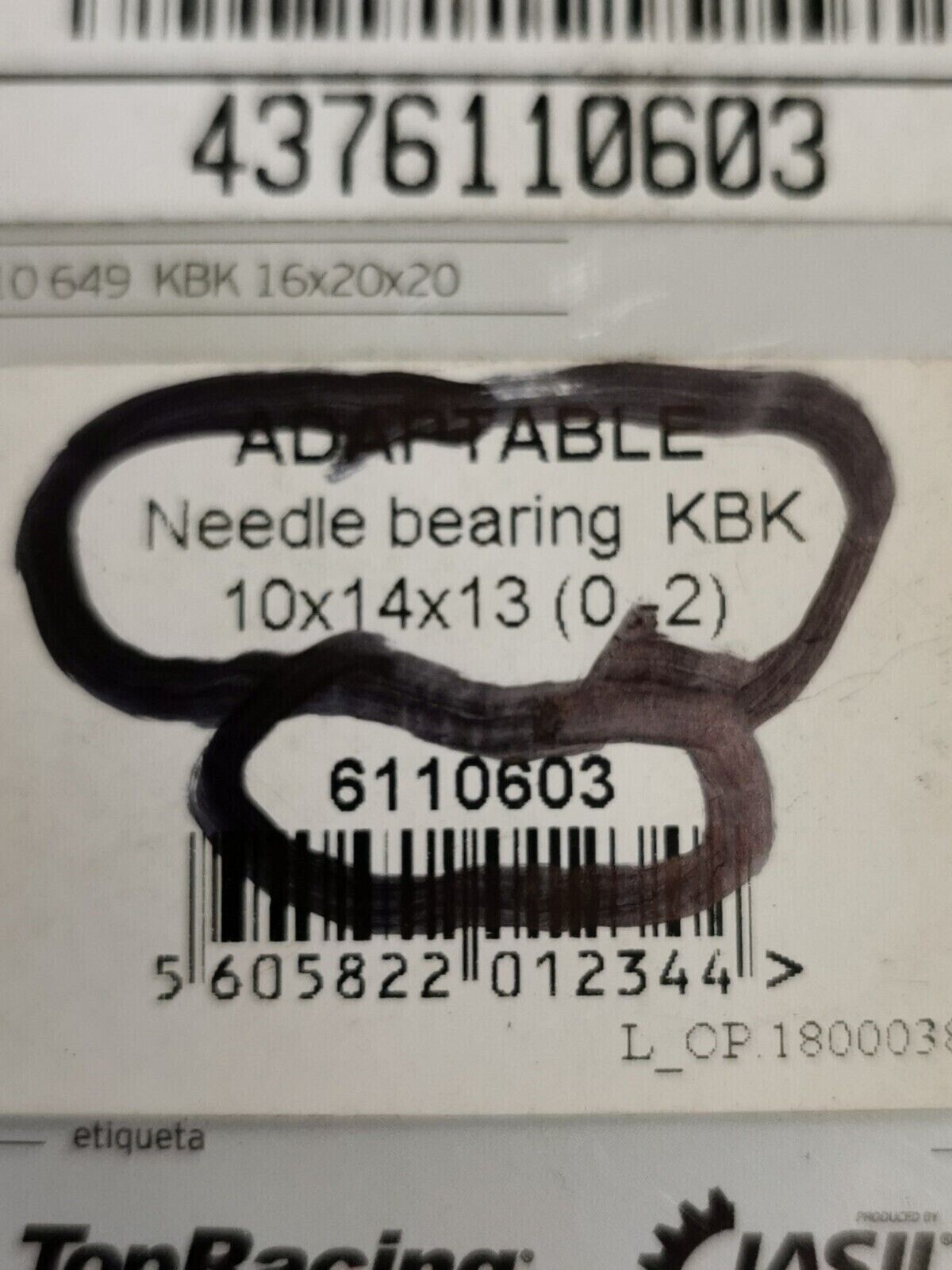NOS JASIL NEEDLE BEARING 10X14X13 6110603 J33