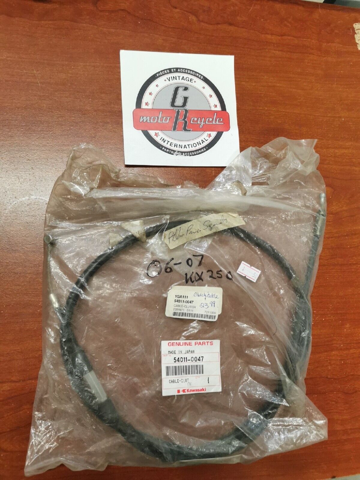 NOS Kawasaki 2006 2007 KX250 CLUTCH CABLE 54011-0047 K22