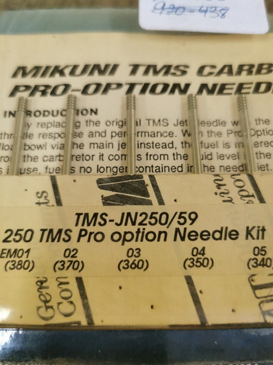 NOS MIKUNI 250 TMS PRO OPTION CARBURATOR NEEDLE KIT TMS-JN250/59 J20