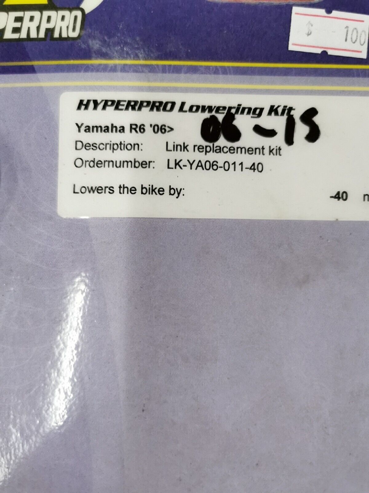 NOS HYPERPRO YAMAHA R6 2006 - 2015 Lowering Kit lowers 40mm LK-YA06-011-40 J17