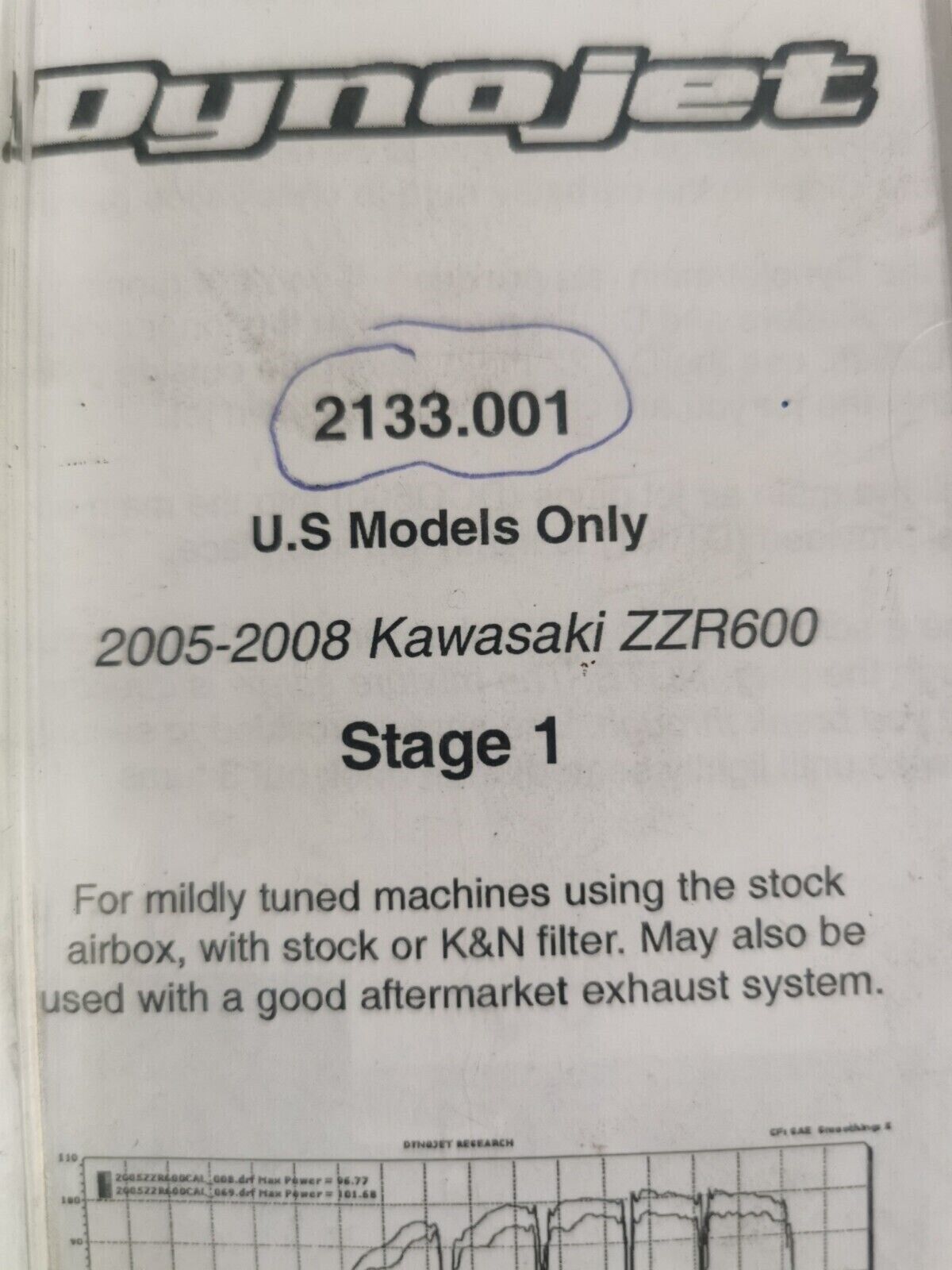 NOS DYNOJET KAWASAKI ZZR600 2005 - 2008 IMCOMPLETE KIT 2133.001 J32