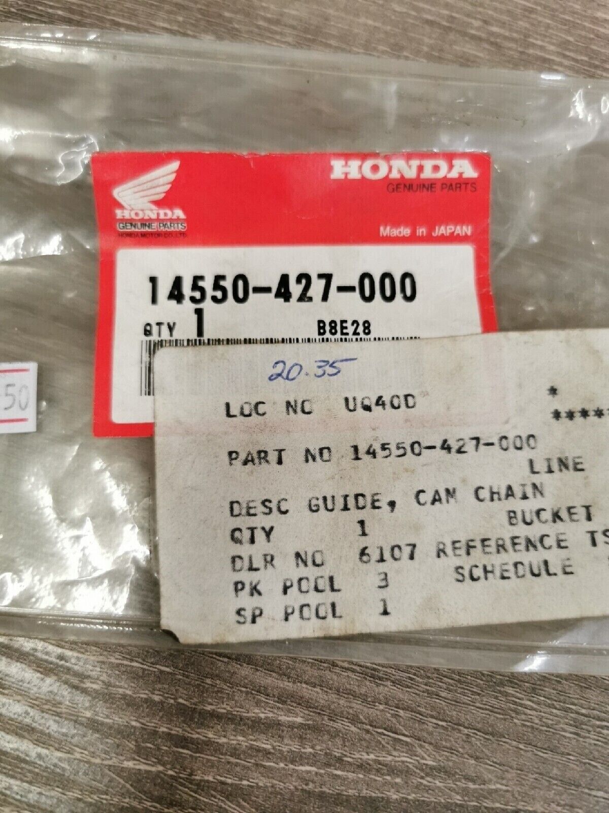 NOS HONDA XR200R XR185 ATC200 XL200 XL185 CAM CHAIN GUIDE 14550-427-000 H44