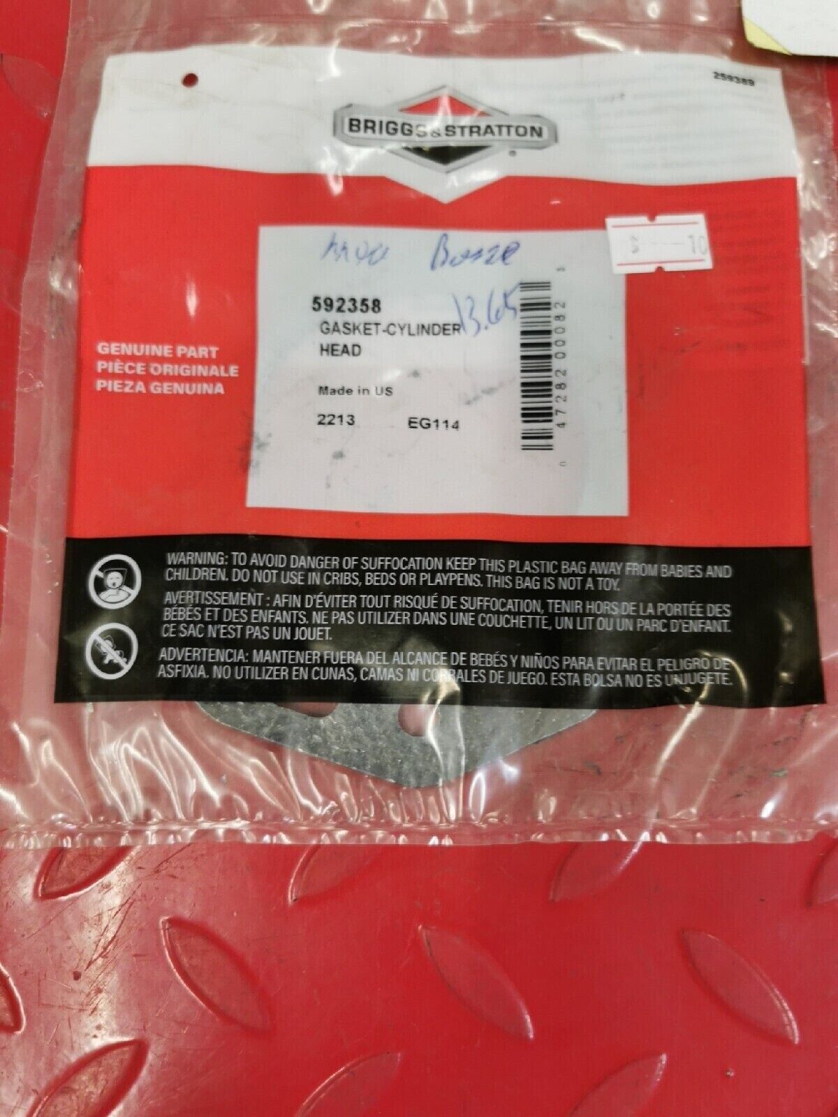 NOS Briggs & Stratton  Cylinder Head Gasket 592358   A3