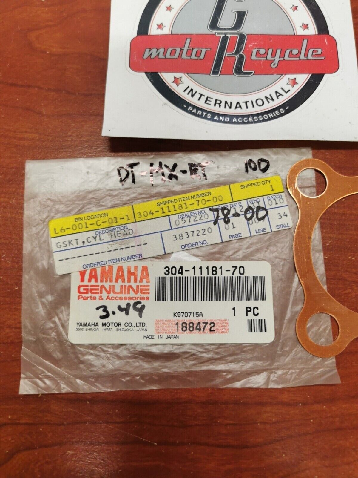 NEW NOS Yamaha MX100 DT100 RT100 CYLINDER HEAD GASKET 304-11181-70-00 Y95