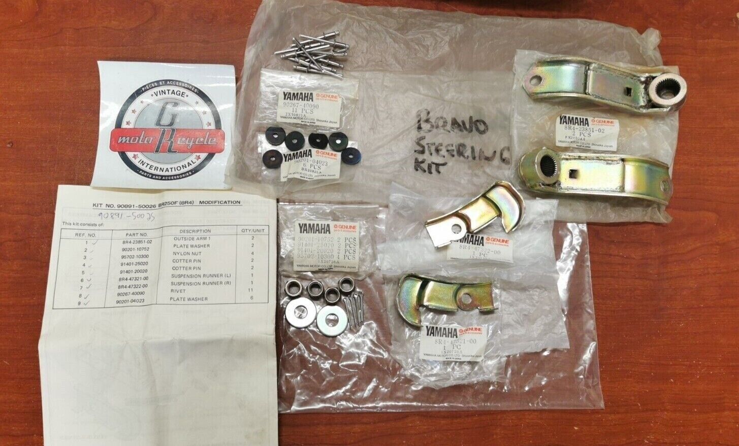 NOS Yamaha BR250F STEERING MODIF. KIT 90891-50026-00 SUB. 90891-50025-00 Y88